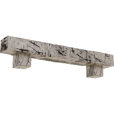 Kit W/ Alamo Corbels, Burnished Pine, 8H  X 10D X 72W Hand Hewn Faux Wood Fireplace ManteL